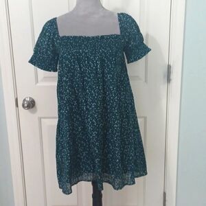 Small American Eagle dress, dark green with light green flowers